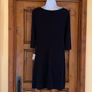 Donna Morgan rosette collared, black dress, NWT